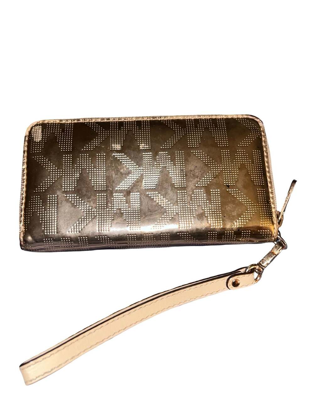 Michael Kors Signature Mirror Metallic Jet Set Zip-Around Wristlet Wallet